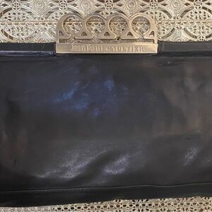 Vintage Jean Paul Gaultier Black Leather Brass Knuckles Clutch
